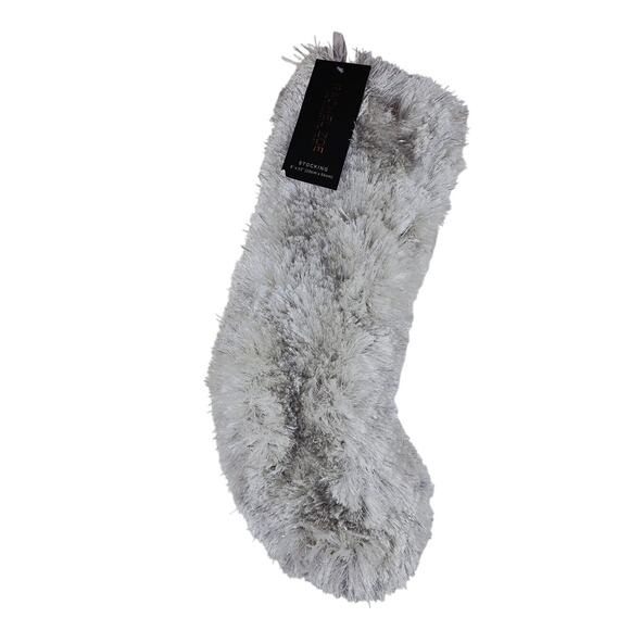 Rachel Zoe Luxury Plush Metallic Faux Fur Christmas Holiday Stocking L 22" NWT - Picture 1 of 3
